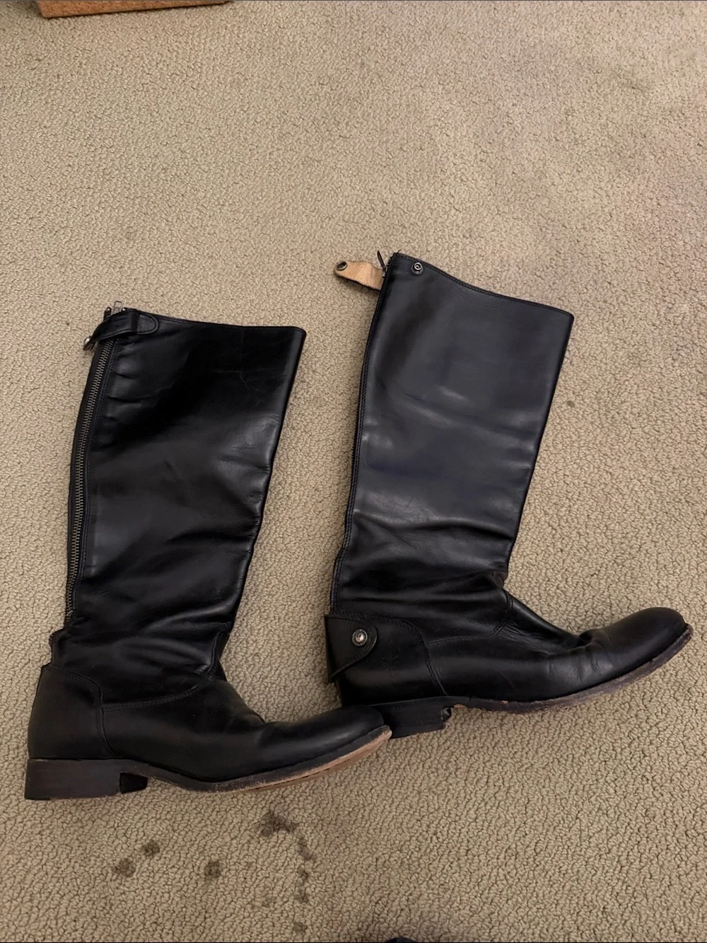 Frye Black Leather Over-the-Knee Riding Boots